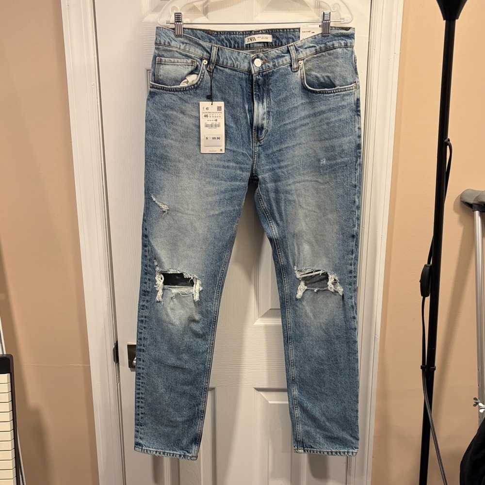 Zara Light Blue Ripped Skinny Jeans